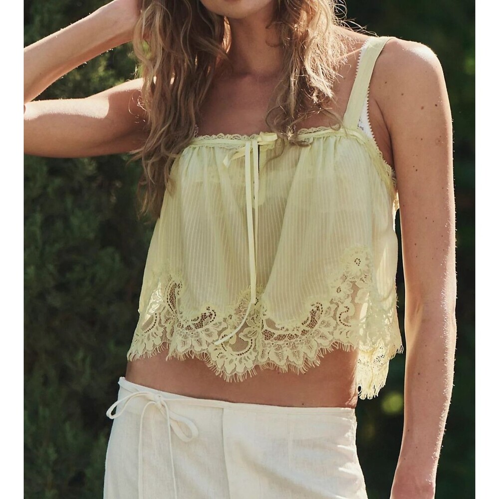Intimately Free People Alma Cami Cropped Tank Blouse Top Lace Dreamy XS 291289